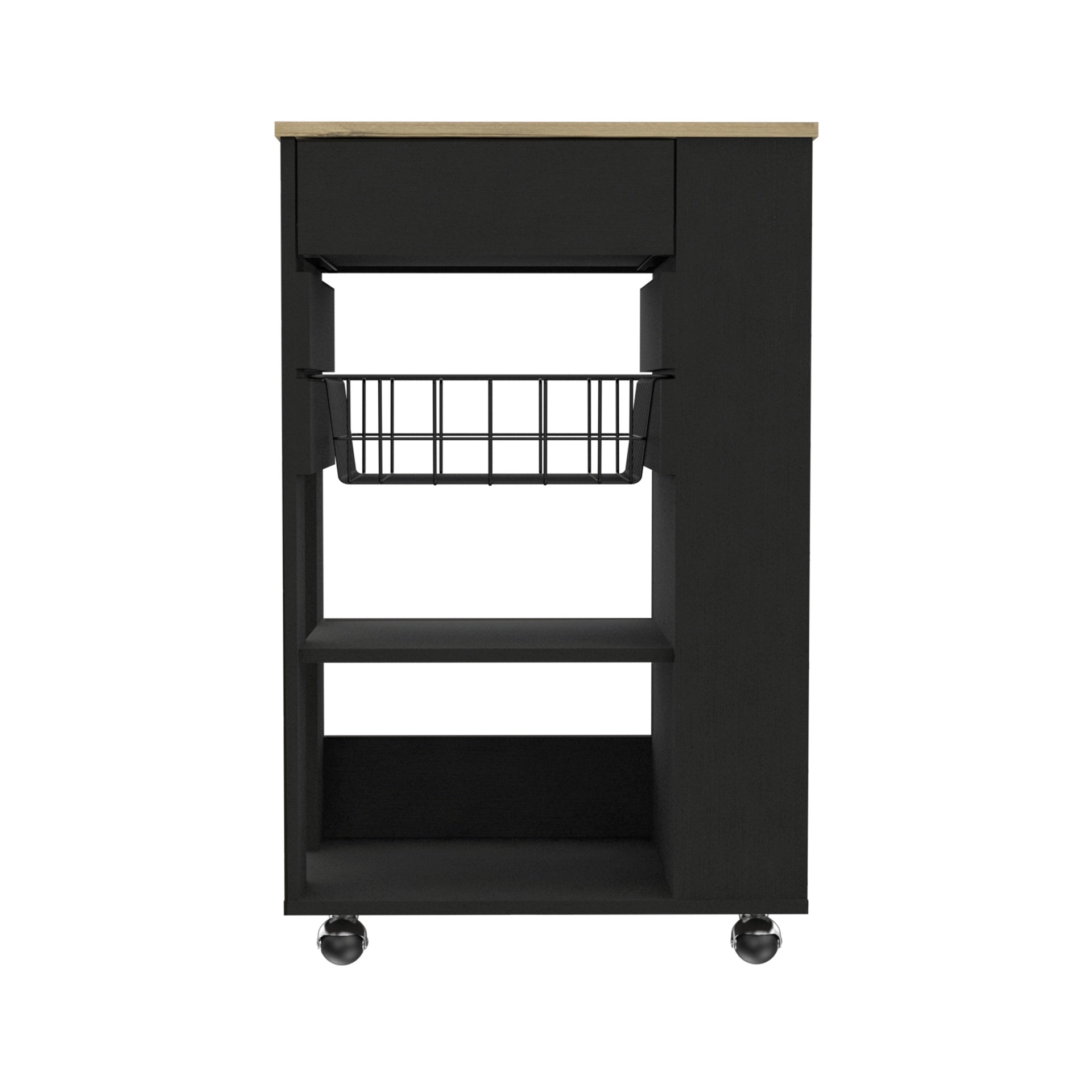 Wenge and Light Oak 5-Shelf 1-Drawer Kitchen Cart