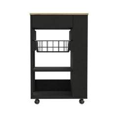 Wenge and Light Oak 5-Shelf 1-Drawer Kitchen Cart