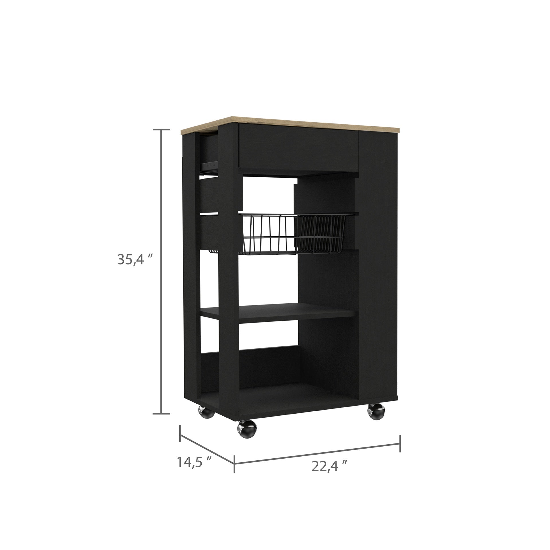 Wenge and Light Oak 5-Shelf 1-Drawer Kitchen Cart