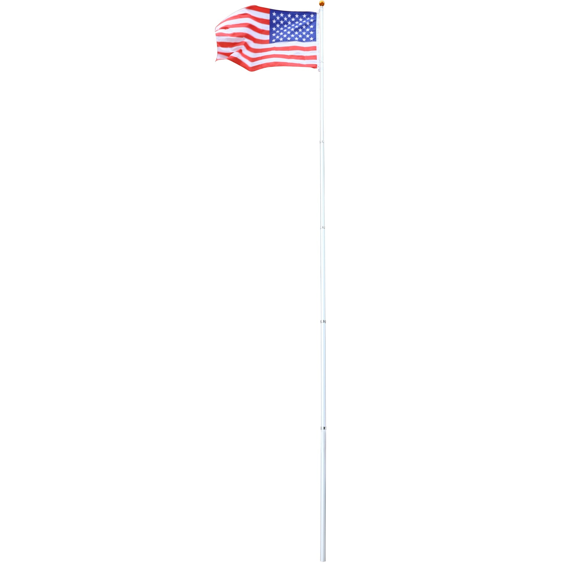 25FT Telescopic Flag Pole Kit – Heavy Duty Aluminum, 3x5 USA Flag Included, 360° Tangle-Free Clips