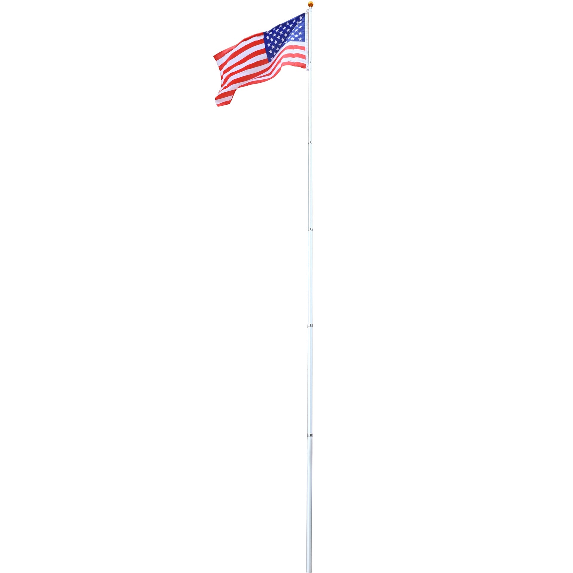 25FT Telescopic Flag Pole Kit – Heavy Duty Aluminum, 3x5 USA Flag Included, 360° Tangle-Free Clips