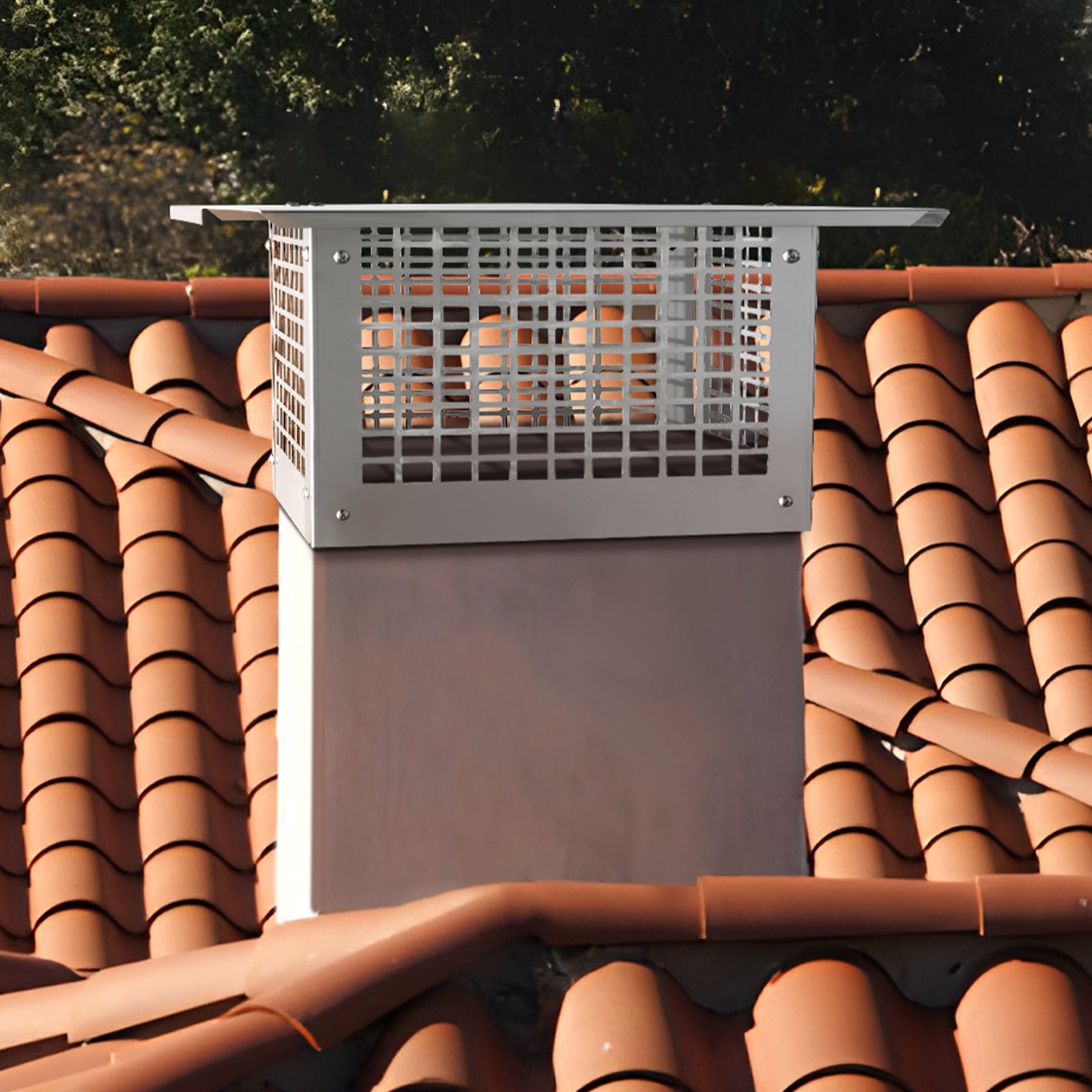 Chimney Cap, 13 x 9 inch, 304 Stainless Steel Fireplace Chimney Cover, Not Easily Toppled & Practical Accessories & Easy Installation, Fits Mesh Flue Covers Outside Clay Flue Shingles, Silver