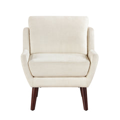1pc Beige Accent Chair Cushion Seat Chenille Upholstery Comfort Style Durable Solid Wood Legs Contemporary Home Furniture