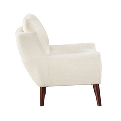 1pc Beige Accent Chair Cushion Seat Chenille Upholstery Comfort Style Durable Solid Wood Legs Contemporary Home Furniture