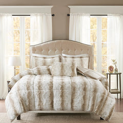 Full/Queen 4PC Faux Fur Comforter Set