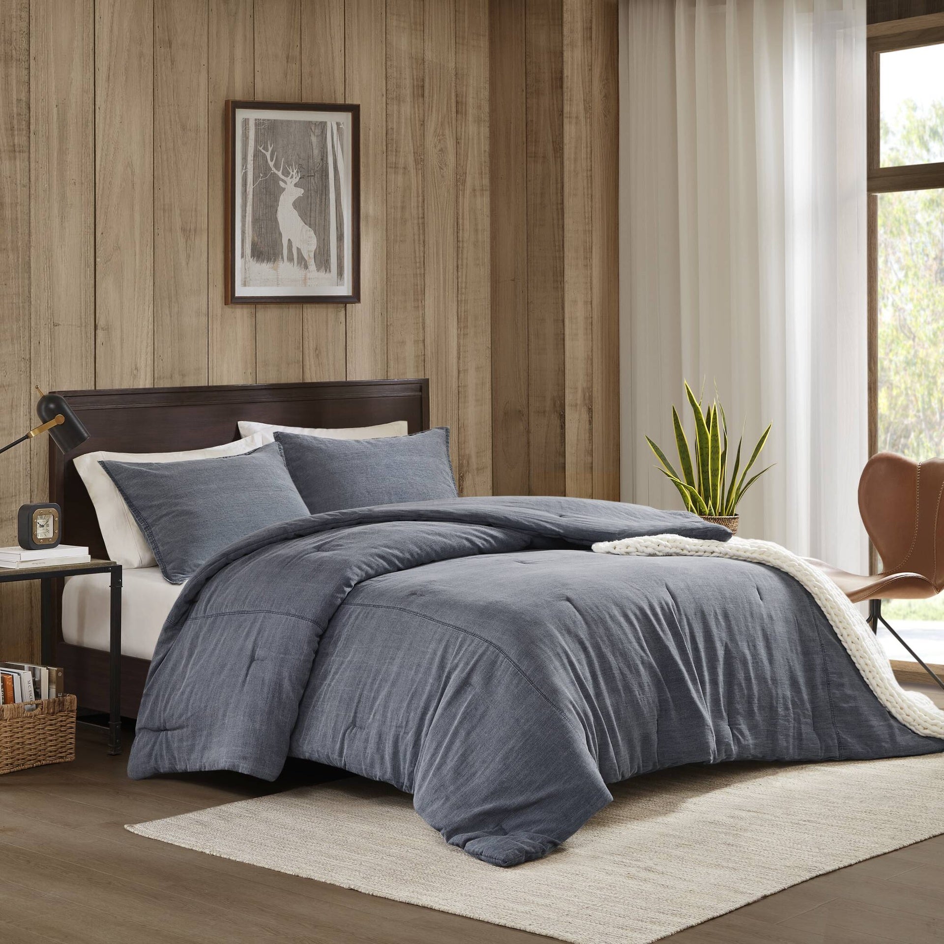 3PCS King/Cal King Twill Washed Comforter Set