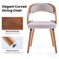 Wood Dining Chairs, Modern Upholstered Dining Chairs with Curved Backrest for Kitchen, Dining Room, Living Room