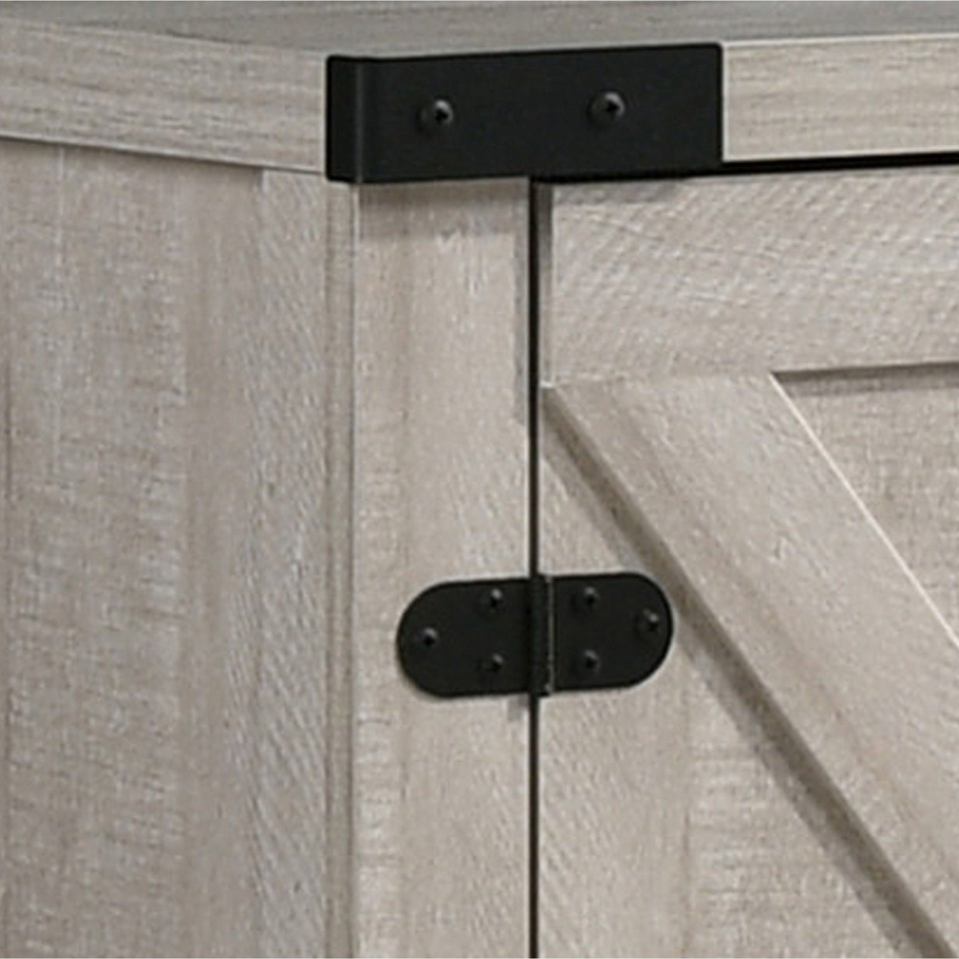 Olv 58 Inch TV Media Center Console, Barn Sliding Cabinet Doors, Light Gray