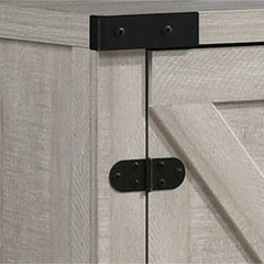 Olv 58 Inch TV Media Center Console, Barn Sliding Cabinet Doors, Light Gray