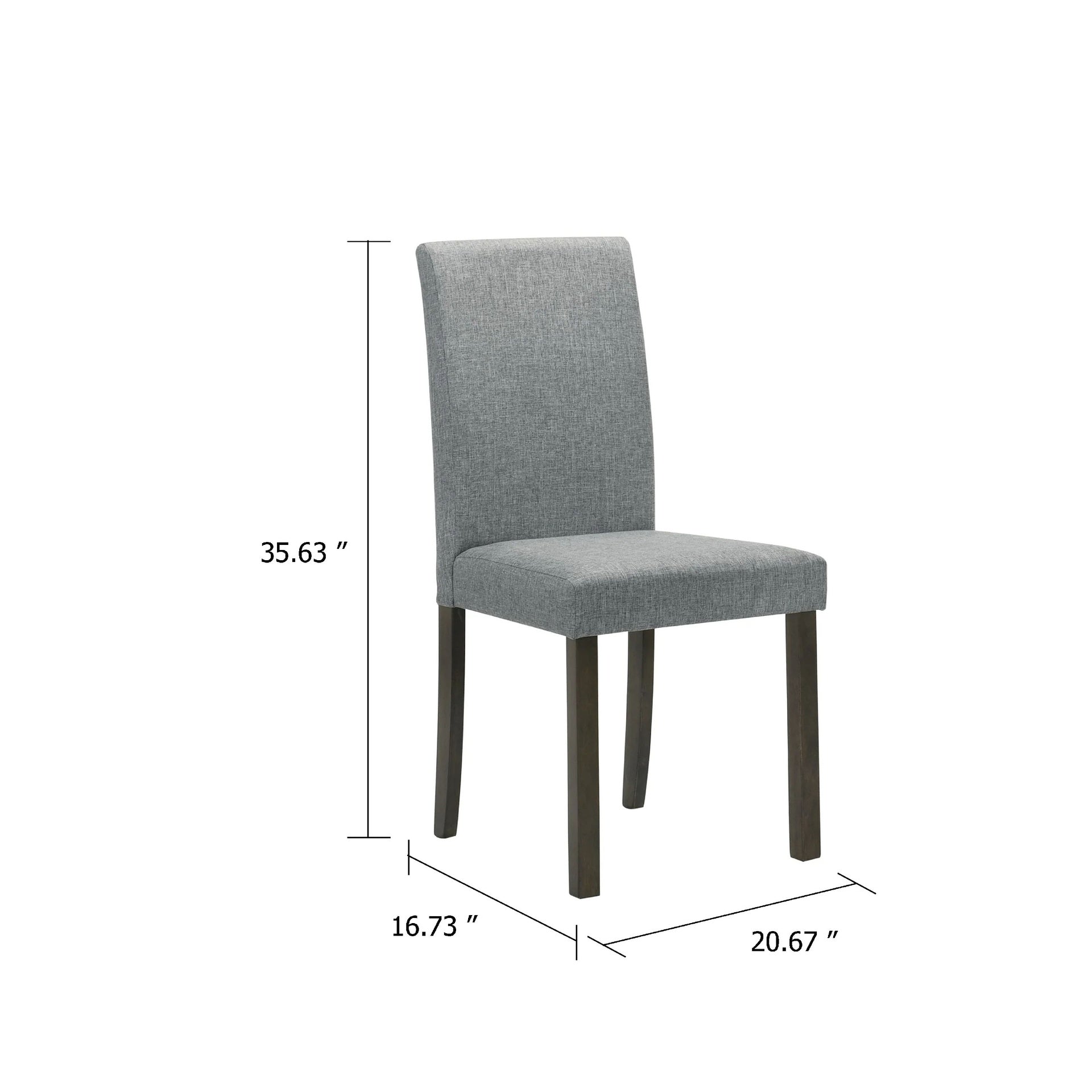 Muly Side Dining Chair Set of 4, Fabric Seating, Gray Brown Wood