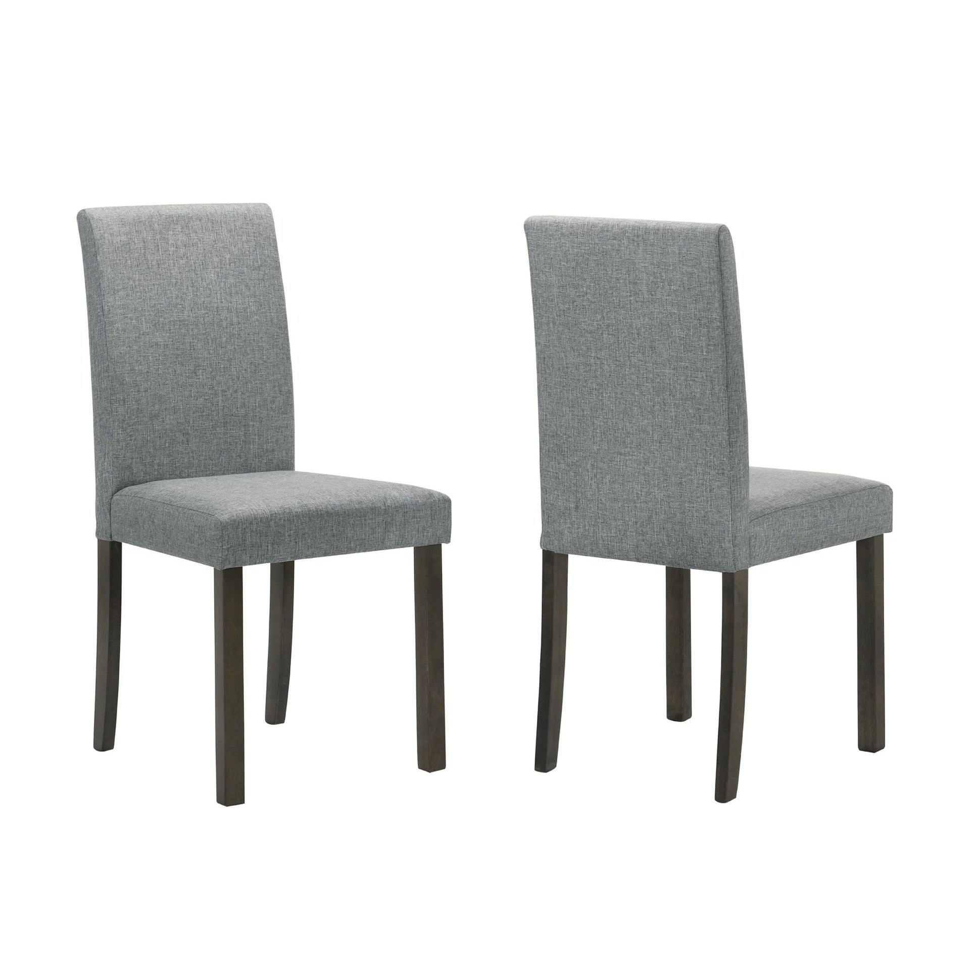 Muly Side Dining Chair Set of 4, Fabric Seating, Gray Brown Wood