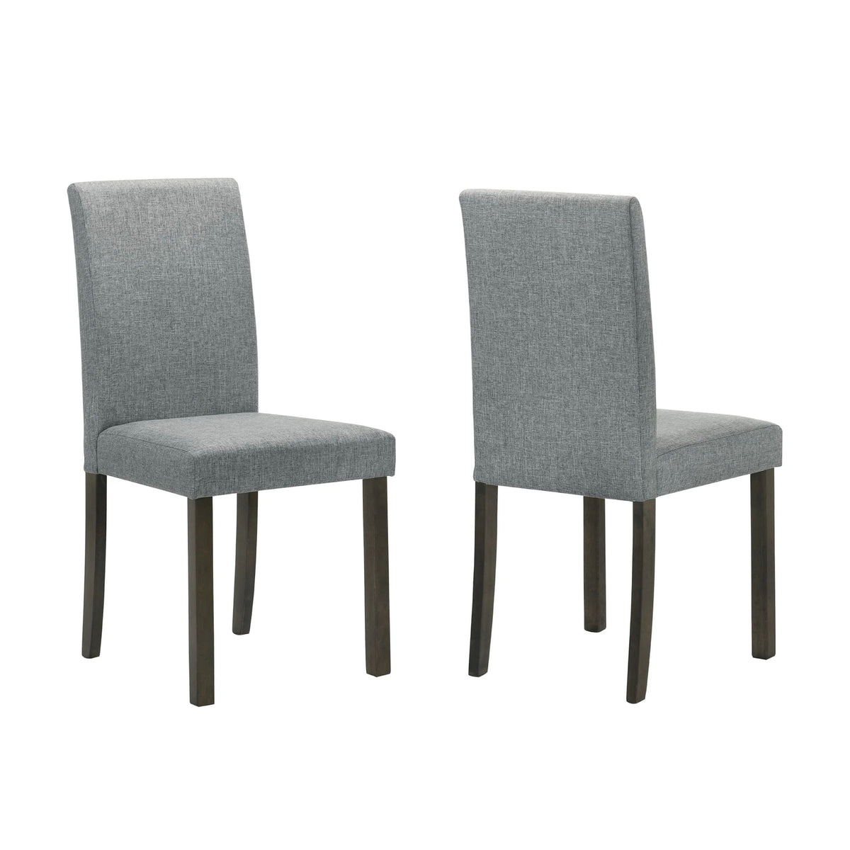 Muly Side Dining Chair Set of 4, Fabric Seating, Gray Brown Wood