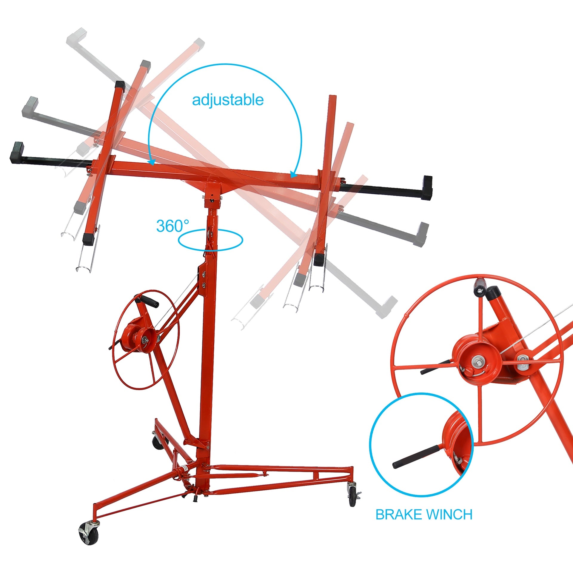 Drywall Lift Panel 13' Lift Drywall Panel Hoist Jack Lifter,red
