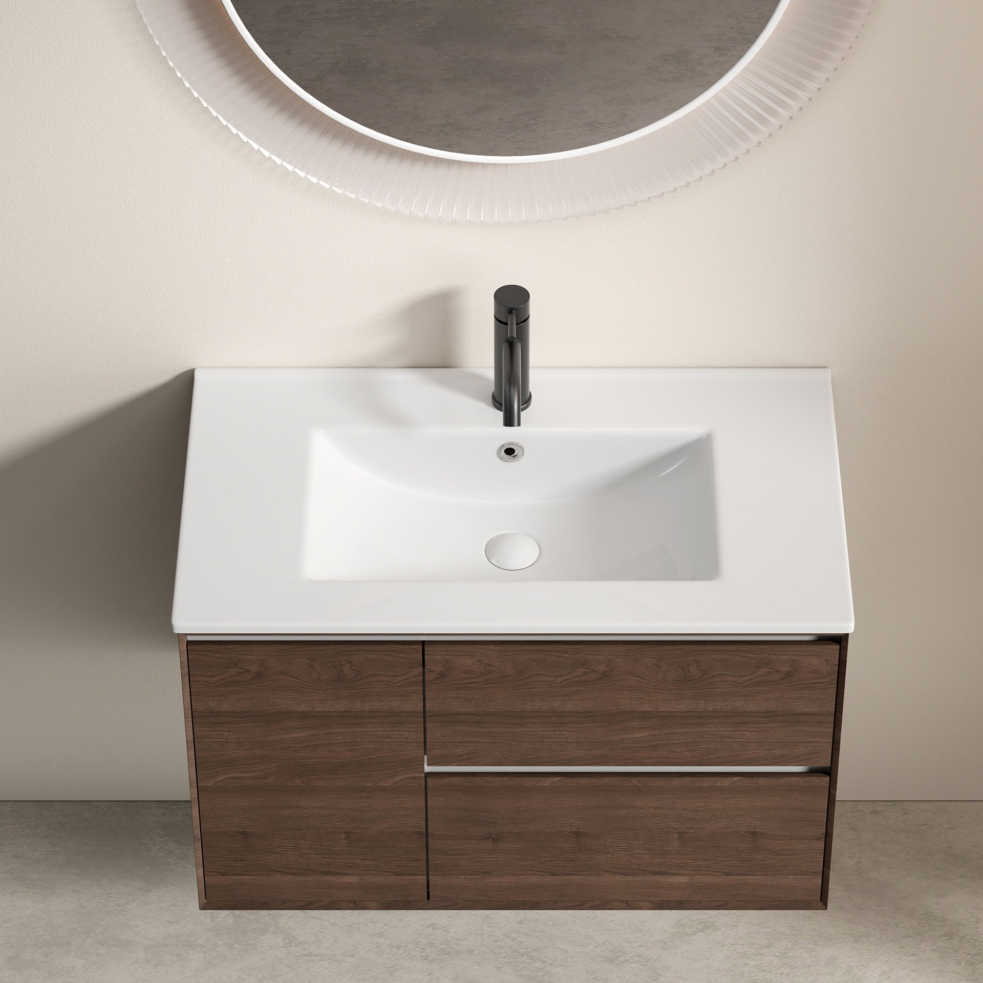 30 inch Bathroom Vessel Sink, Ceramic Bathroom Vanity Sink Top with Overflow,  with Overflow, No Drain Convenient for Storing Personal Items - Glossy White