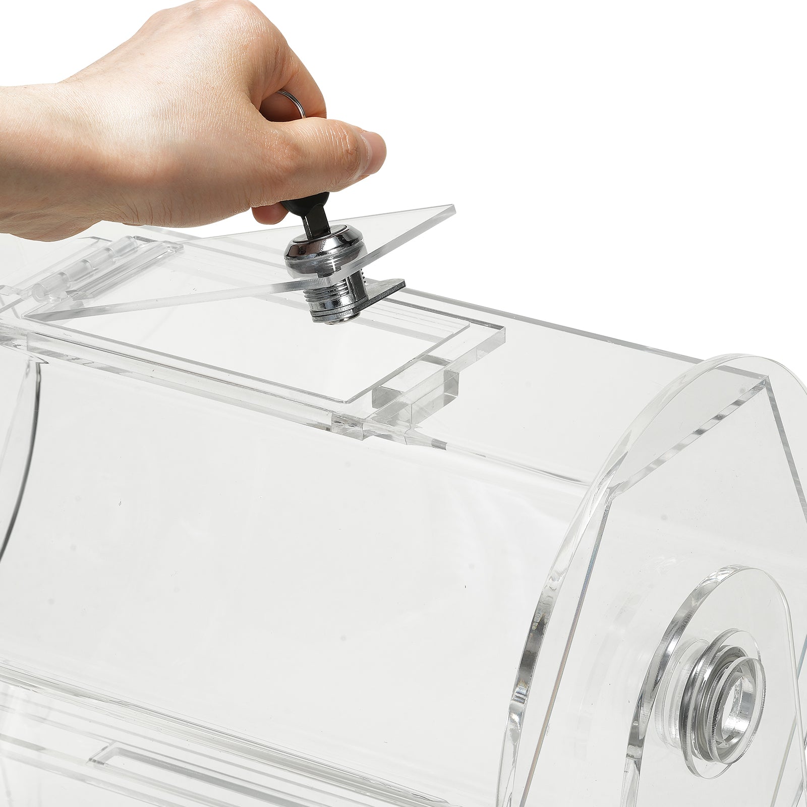 Acrylic Raffle Drum, Professional Raffle Ticket Spinning Cage with 2 Keys, Transparent Lottery Spinning Drawing, Holds 2500 Tickets or 100 Raffle Balls,Raffle Ticket Box for Lottery Games Bingo
