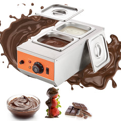 Chocolate Tempering Machine, 9 Lbs 2 Tanks Chocolate Melting Pot with TEMP Control 86~185℉, 800W Stainless Steel Electric Commercial Food Warmer For Chocolate/Milk/Cream Melting and Heating