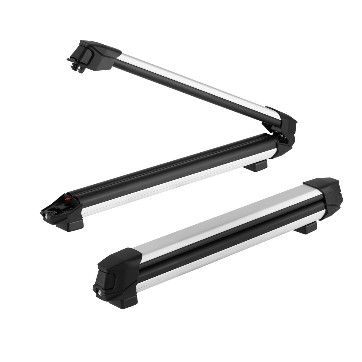 Ski & Snowboard Roof Rack, Carry up to 6 Pairs of Skis or 4 Snowboards, 2 PCS Aluminum Universal Car Roof Rack Top Holder with Lock & Rubber Padding for Fishing Rod, Fit Most Slotted Crossbars