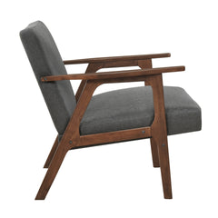 Modern Home Furniture Dark Gray Fabric Upholstery 1pc Accent Chair Brown Finish Solid Rubberwood Contemporary Cushion Seat
