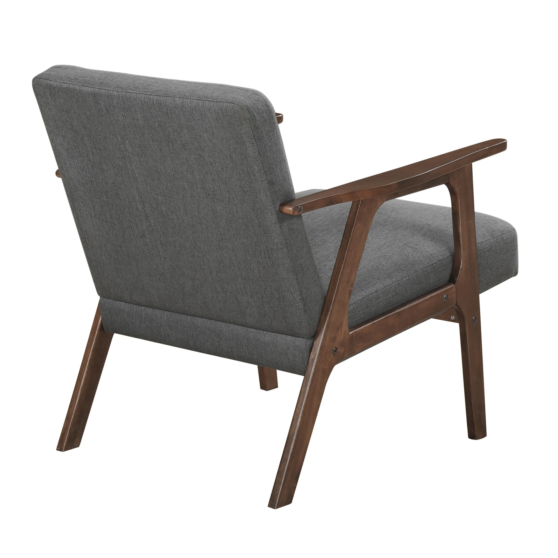 Modern Home Furniture Dark Gray Fabric Upholstery 1pc Accent Chair Brown Finish Solid Rubberwood Contemporary Cushion Seat