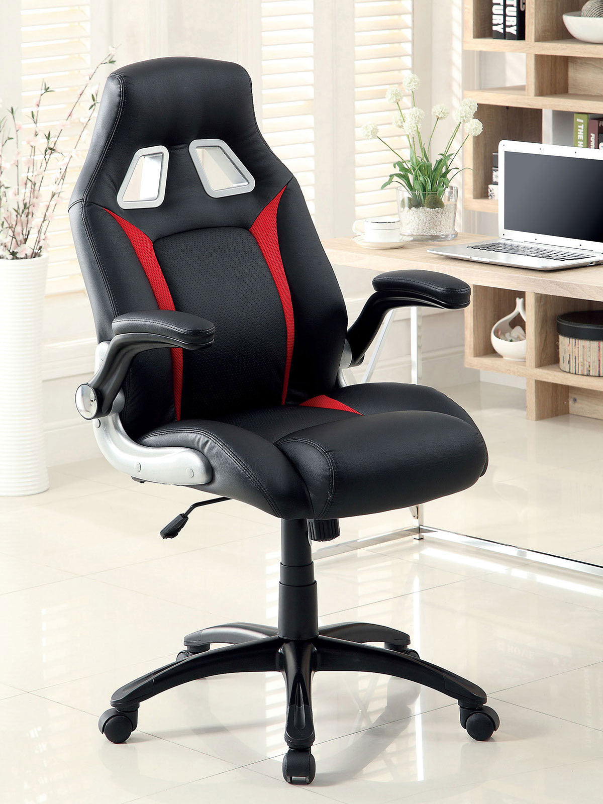 Modern Contemporary Padded Office Chair Pneumatic Height Adjustable An Wheel Legs