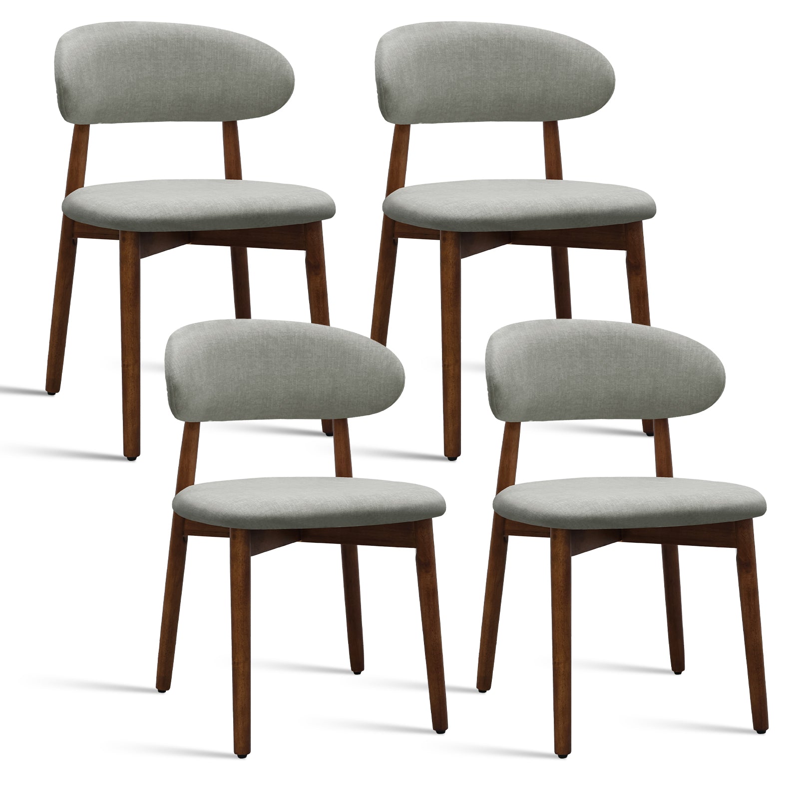 Laurel Green Flannelette Upholstered Dining Chair with Walnut Solid Wood Legs, Armless Chair Set of 4 for Kitchen, Restaurant, Living, Meeting Room