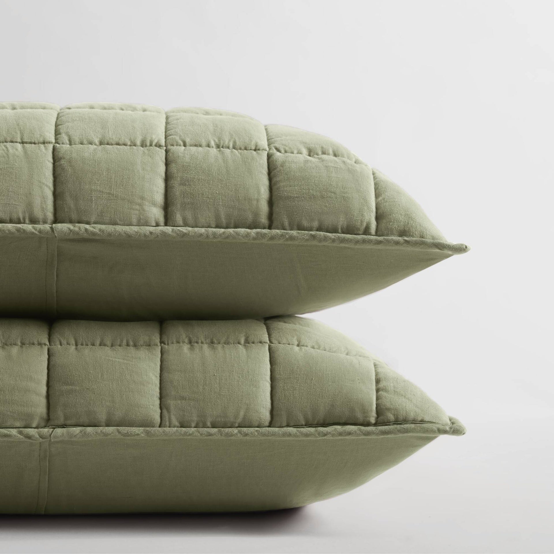 3-Piece Full/Queen Linen Garment Washed Quilt Set,Olive Green