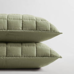 3-Piece Full/Queen Linen Garment Washed Quilt Set,Olive Green