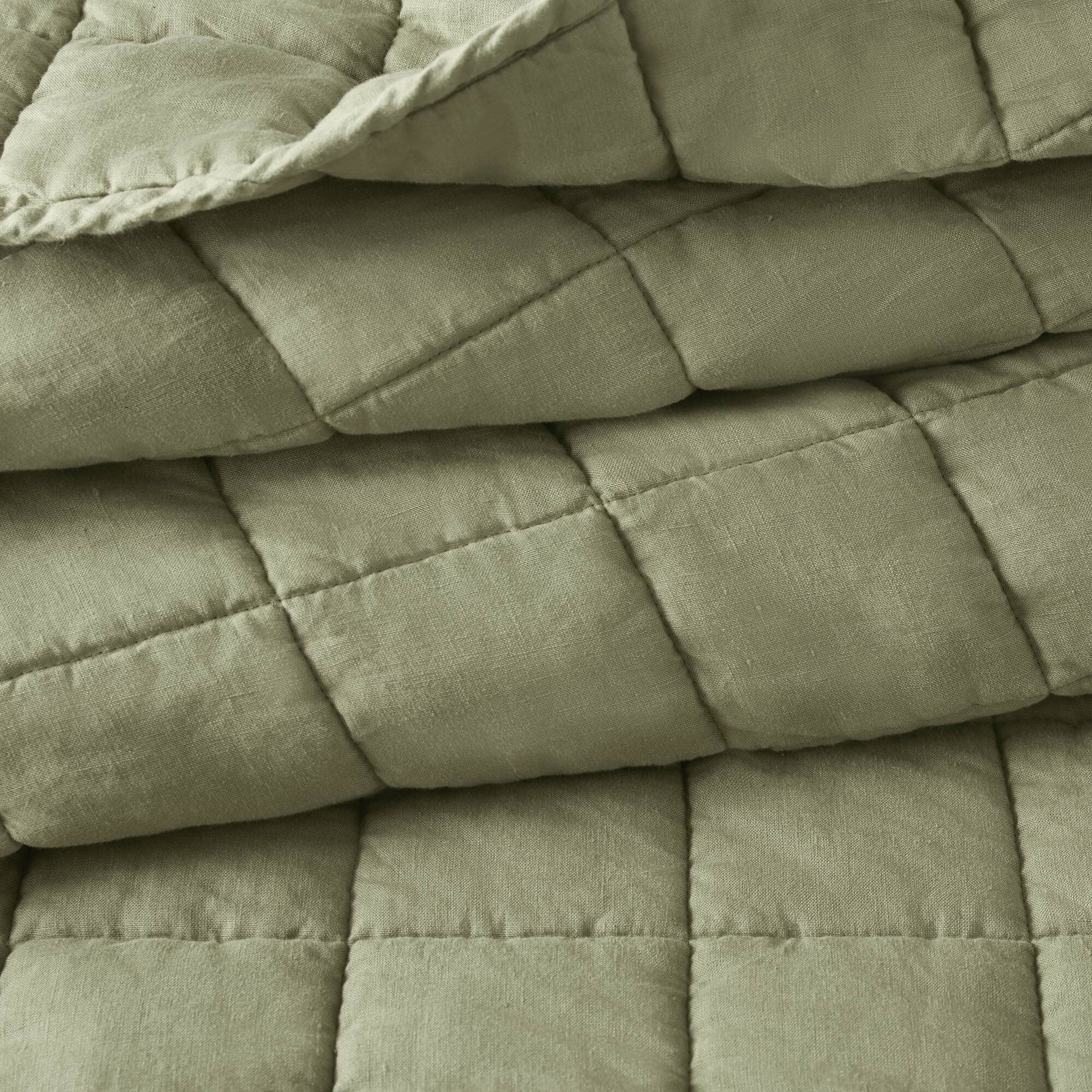 3-Piece Full/Queen Linen Garment Washed Quilt Set,Olive Green