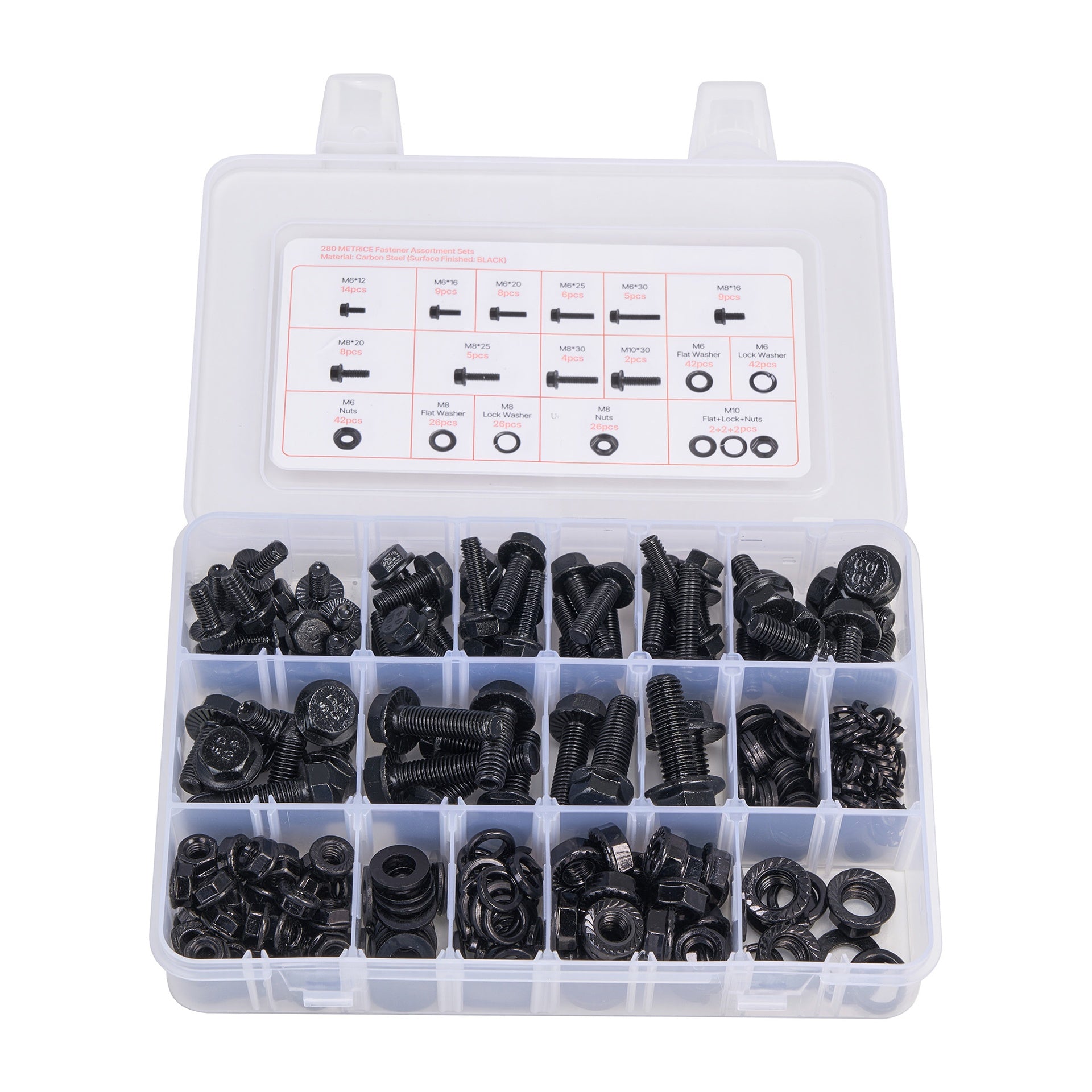 280 Pcs Bolts Nuts Assortment Kit Metric Alloy Steel M6 M8 M10