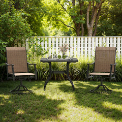 Outdoor Dining Chairs Set of 2, 360°Swivel Patio Dining Chair with Textilene Fabric, Outdoor Metal Armchair All Weather Resistant, Ergonomic Comfort, Perfect for Patio, Backyard, Balcony