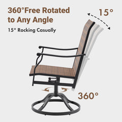 Outdoor Dining Chairs Set of 2, 360°Swivel Patio Dining Chair with Textilene Fabric, Outdoor Metal Armchair All Weather Resistant, Ergonomic Comfort, Perfect for Patio, Backyard, Balcony