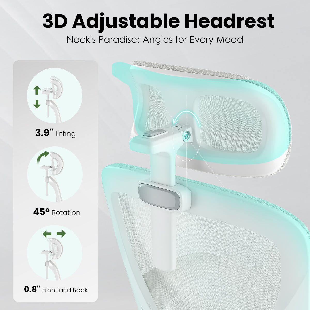 Ergonomic Office Chair, Home Office Desk Chair with Headrest, High Back Computer Chair with Armrests and Adjustable Lumbar Support for Home Office Study Room, White