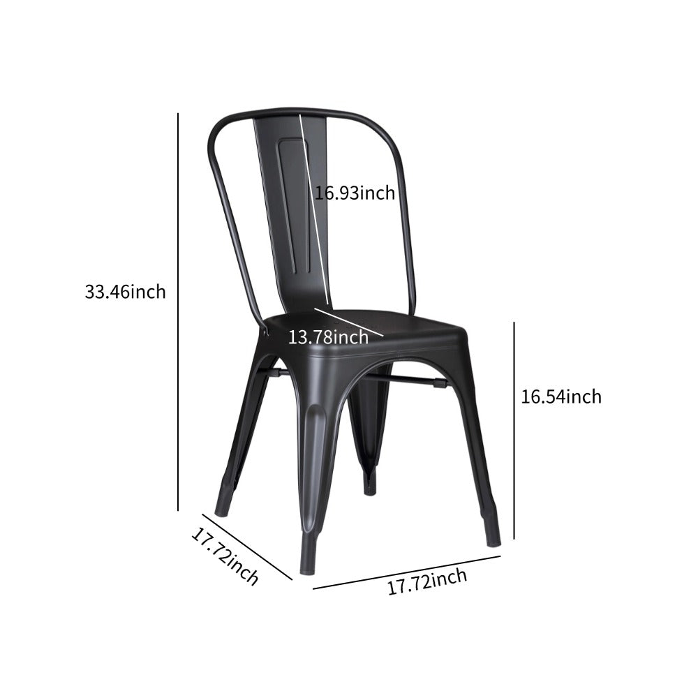 Set of 2 Matte Black Industrial Metal Dining Chairs 18 Inch Seat Height Stackable, Indoor Outdoor, Lightweight Easy-Clean Surface, Easy Assembly, Durable Modern Design, For Kitchen Restaurant