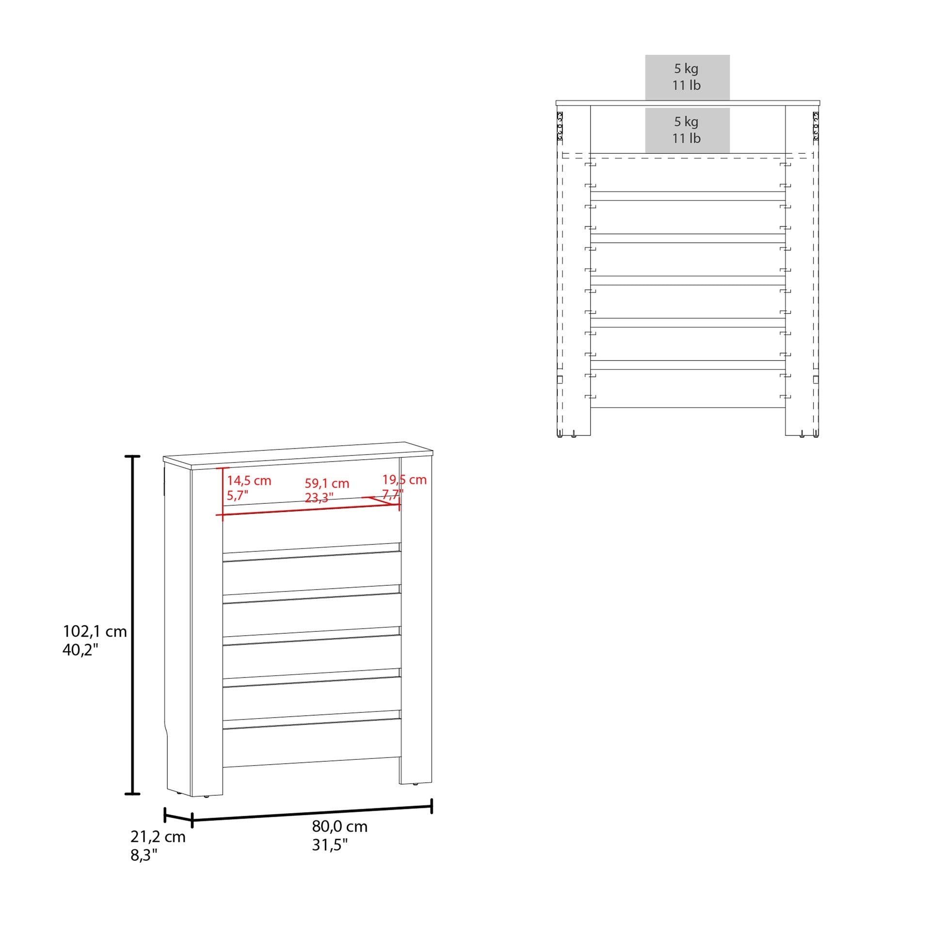 Radiator Cover Cabinet, 1 Shelf, White / Walnut