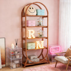 Versatile Display Rack,5-Tier Bookshelf,Compact Arched Bookcase