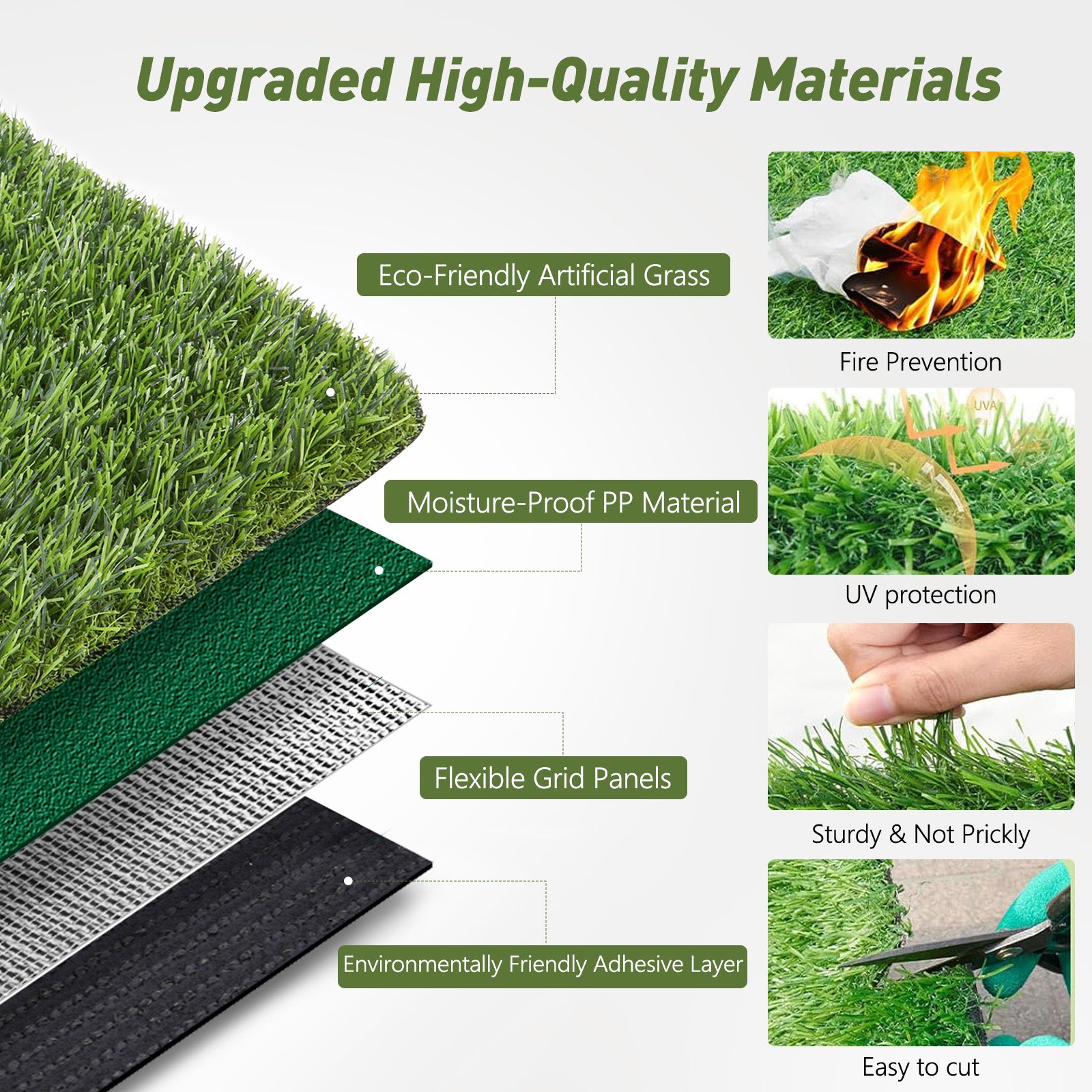 Realistic Deluxe Artificial Grass Synthetic Thick Lawn Turf Carpet (6 FT x10 FT (60 Square FT))