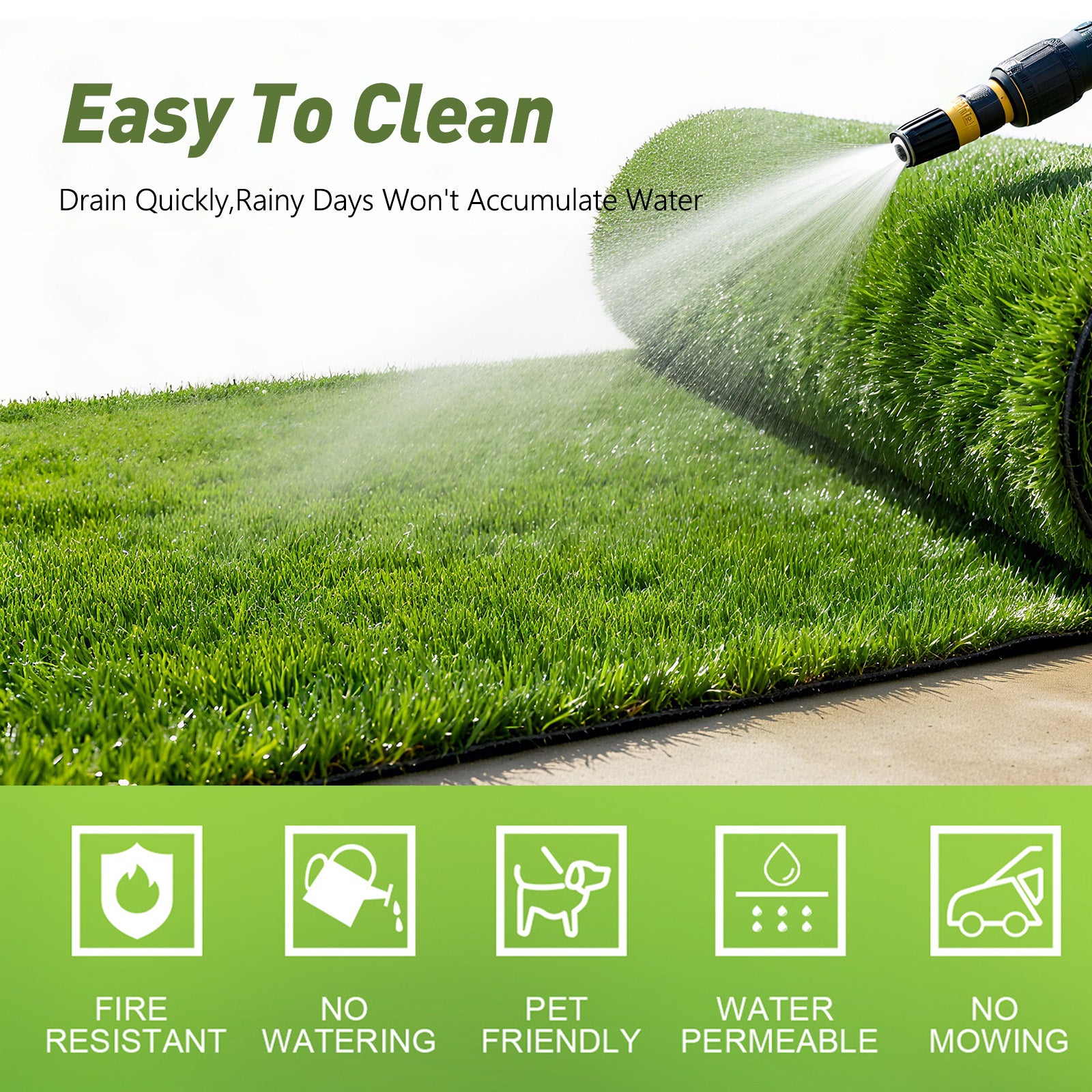 Realistic Deluxe Artificial Grass Synthetic Thick Lawn Turf Carpet (6 FT x10 FT (60 Square FT))