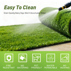 Realistic Deluxe Artificial Grass Synthetic Thick Lawn Turf Carpet (6 FT x10 FT (60 Square FT))