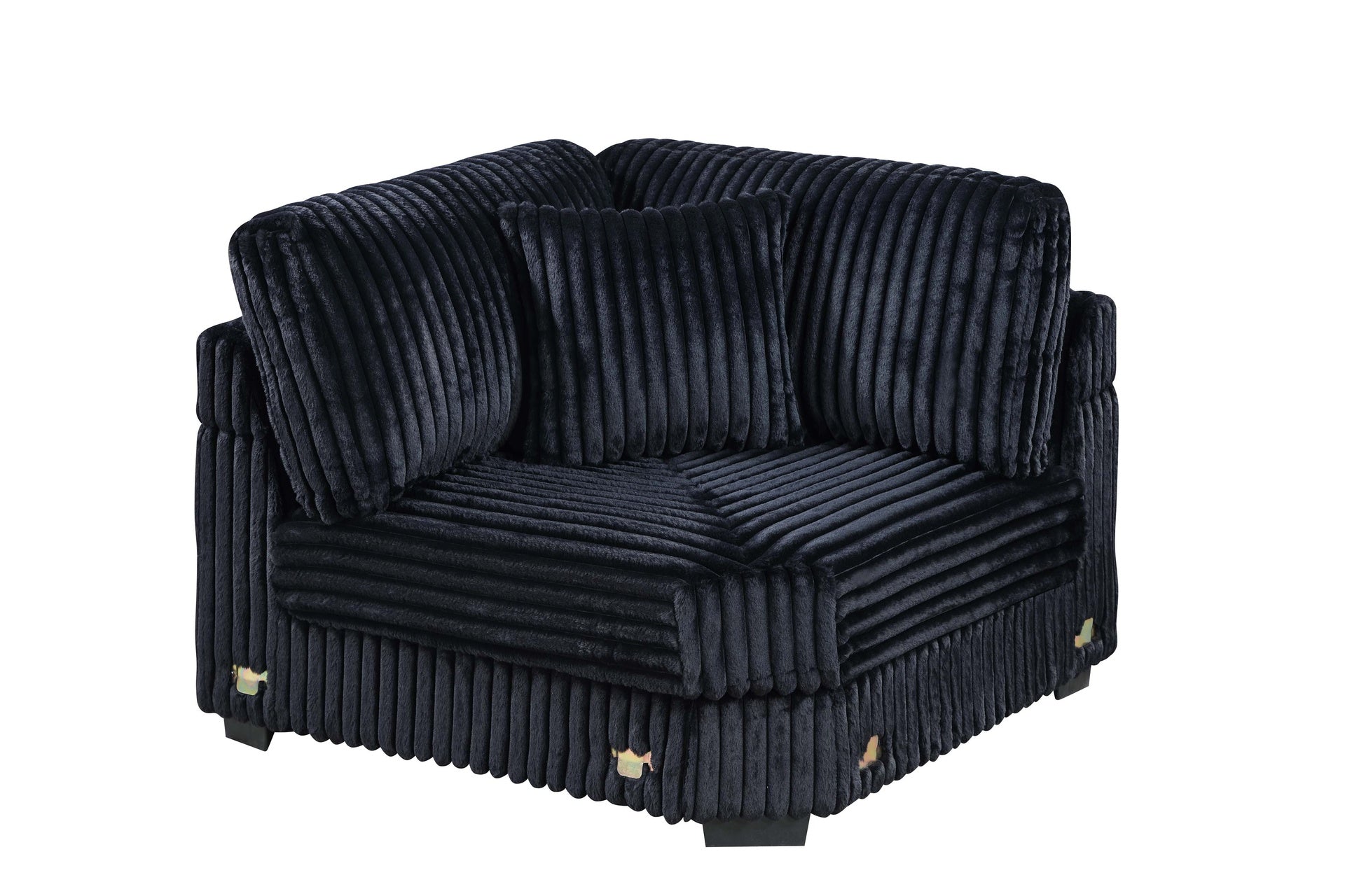 Contemporary Style 6-PC Modular Sectional Sofa Set USB Cup Holder Black Finish Corduroy Living Room Furniture Couch