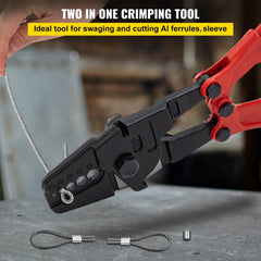 Hand Swager Crimper 24 Inch,Swaging Tool 5 Cavity 1/16" 3/32" 1/8" 5/32" 3/16",Hand Cimping Tool for Copper Aluminum Oval Sleeves and Stop Sleeves,Wire Rope Crimping Tool Swage Tool Long Hand