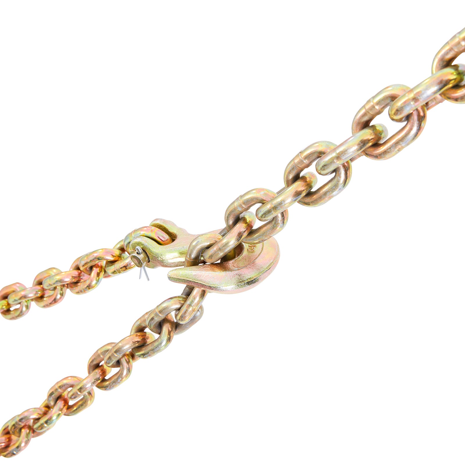 Transport Binder Chain, 7100 lbs Working Load Limit, 3/8'' x 20' G80 Tow Chain Tie Down with Grab Hooks, DOT Certified, Galvanized Coating Manganese Steel for Dock Factory Construction Site