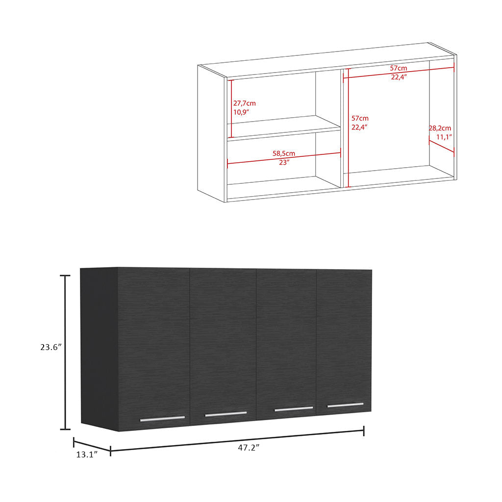 2-Piece Kitchen Set, Wall Cabinet + Utility Sink Cabinet, Wenge and White