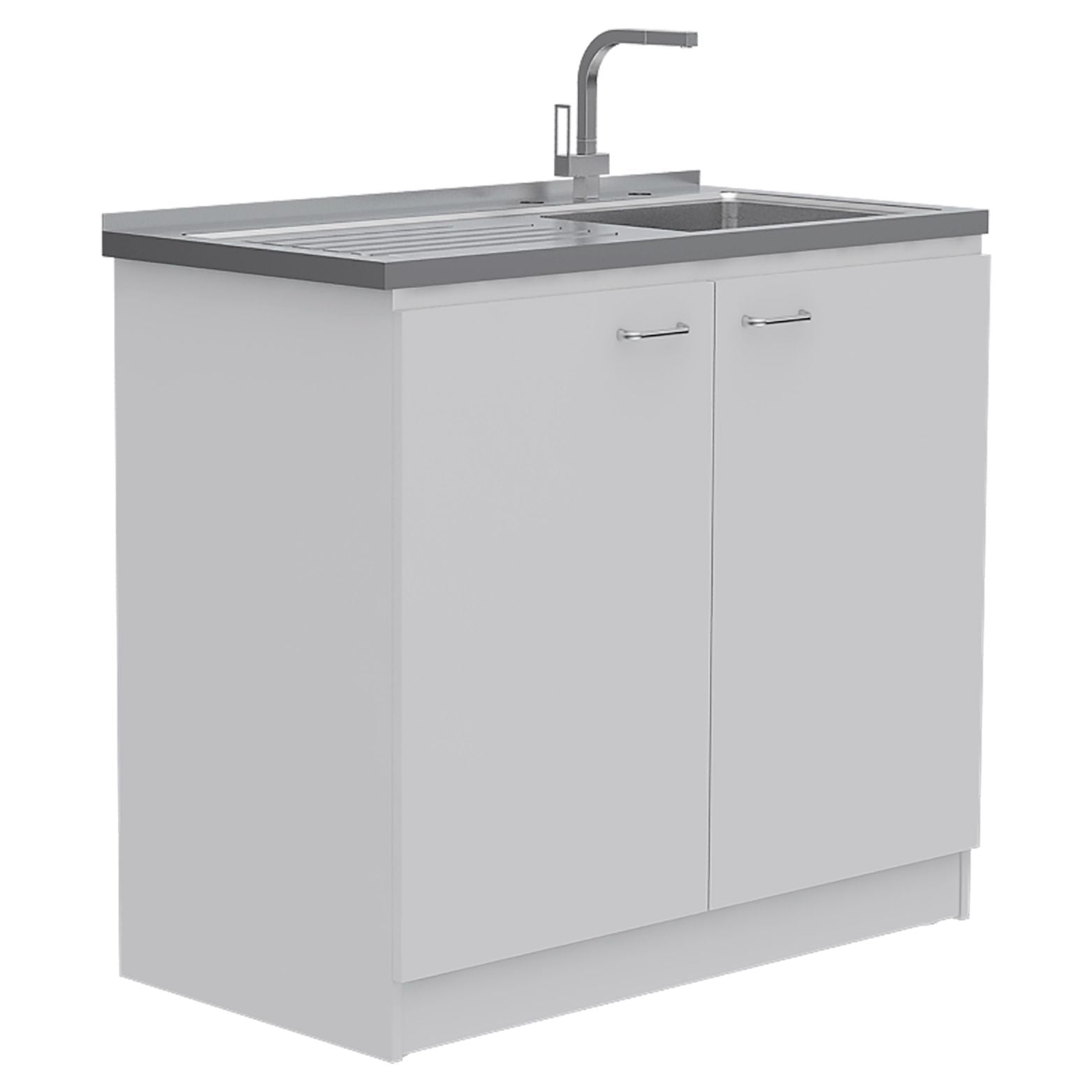 White 4-Door 2-piece Kitchen Set, Utility Sink Cabinet and Pantry Cabinet