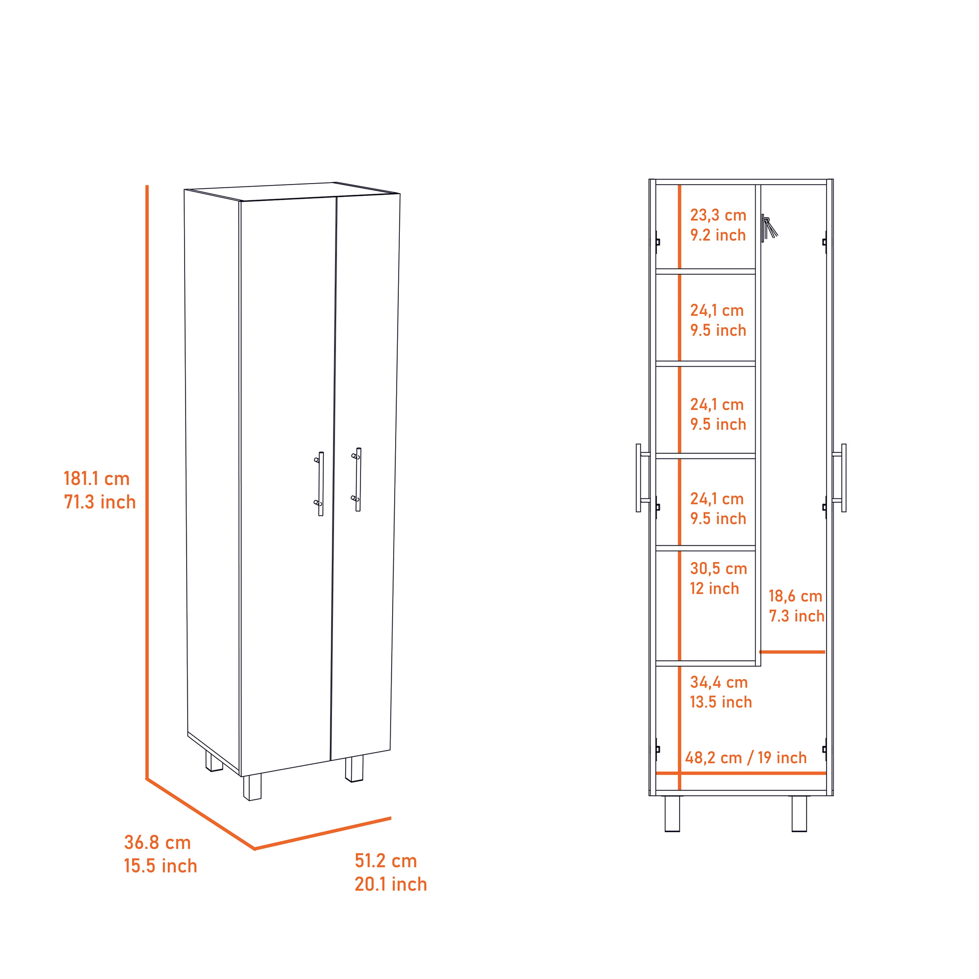 White 4-Door 2-piece Kitchen Set, Utility Sink Cabinet and Pantry Cabinet