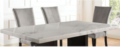 Attractive Elegant White Genuine Marble Table Top 1pc Dining Table Sturdy Design Solidwood Base Dining Room Table