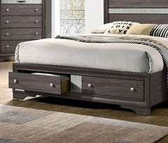 Contemporary Gray Color Panel Headboard 1pc Queen Size Bed w Drawers Beautiful Bedroom Furniture