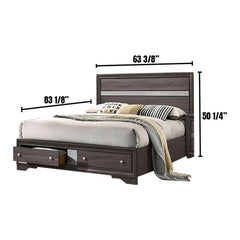 Contemporary Gray Color Panel Headboard 1pc Queen Size Bed w Drawers Beautiful Bedroom Furniture