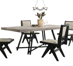 Contemporary 5pc Black Dining Set Rubber wood Table w 4x Side Chairs Rectangle Dining Table
