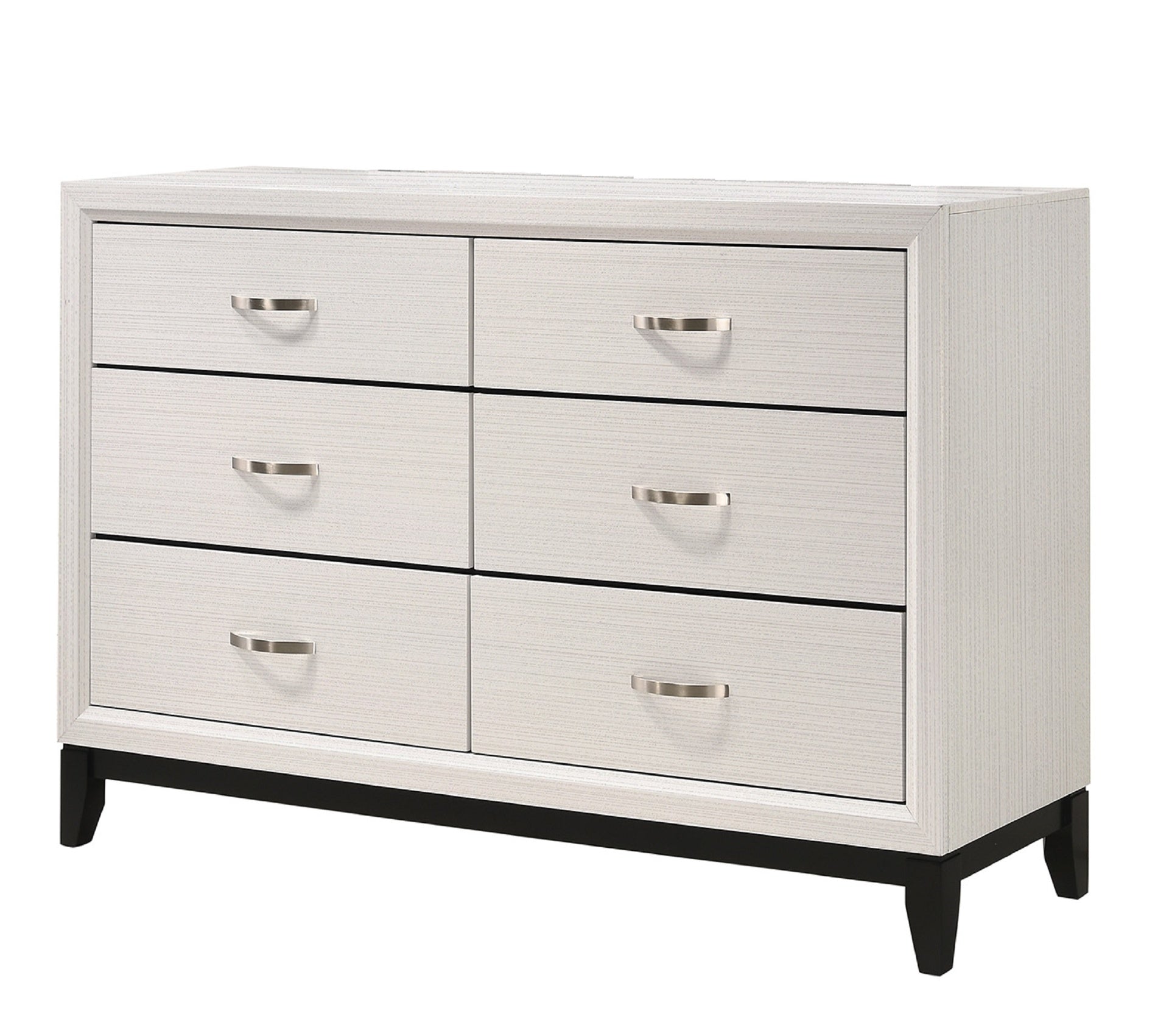 1pc Contemporary 6-Drawer Dresser White Finish Wooden Bedroom Furniture