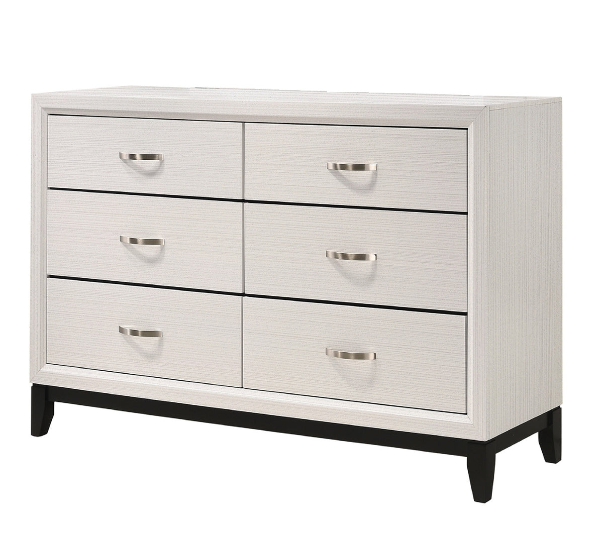 1pc Contemporary 6-Drawer Dresser White Finish Wooden Bedroom Furniture